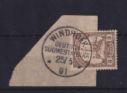 Deutsch-Südwestafrika 1901 Stempel WINDHOEK Auf Mi.-Nr. 11 Auf Briefstück - Africa Tedesca Del Sud-Ovest