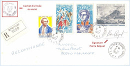 TAAF - Lettre Recommandée De 1977 Signée Béquet Circulée Obl. Alfred Faure Crozet - Storia Postale