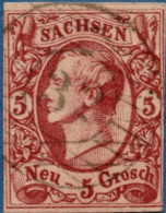 Germany Saxony 1856 Fake Johann I - 5 Ngr Cancel 3 Sachsen - Saxony