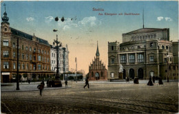 Stettin - Am Königstor Mit Stadttheater - Pommern