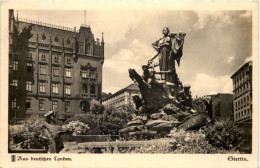 Stettin - Der Manzelbrunnen Mit Dem Rathaus - Pommern