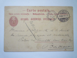 2024 - 2429  ENTIER POSTAL  "Société De Physique Et D'Histoire Naturelle De GENEVE"  1890   XXX - Enteros Postales