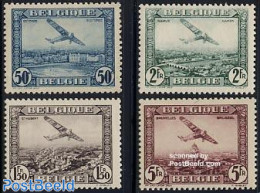 Belgium 1930 Air Mail 4v, Unused (hinged), Transport - Fokker Airplanes - Aircraft & Aviation - Unused Stamps