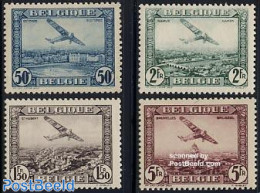 Belgium 1930 Air Mail 4v, Mint NH, Transport - Fokker Airplanes - Aircraft & Aviation - Unused Stamps