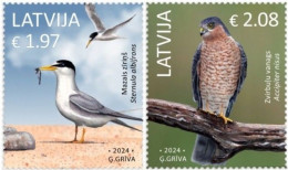 Latvia Lettland Lettonie 2024 Birds Set Of 2 Stamps MNH - Adler & Greifvögel