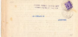 1944 Documento Da Vicenza Per Albertone Con Monumenti Distrutti Da 50c - Poststempel