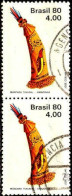 Brésil Poste Obl Yv:1416 Mi:1762 Mascara Tukuna Amazonas Paire (TB Cachet Rond) - Usados