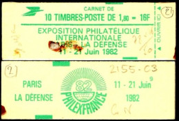 France Carnet N** Yv:2155-C3 Mi: Philexfrance 82 10x1,60F Sabine Rouge Conf.9 Tâches (Fermé) - Other & Unclassified