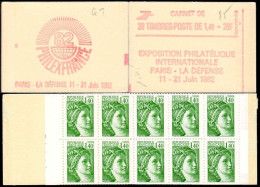 France Carnet N** Yv:2154-C1a Philexfrance 82 20x1,40F Sabine Verte Conf.8 Ouvert - Other & Unclassified