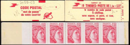 France Carnet N** Yv:2059-C3 Code Postal 10x1,30F Sabine Rouge Conf.9 (Ouvert) - Otros & Sin Clasificación