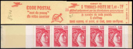 France Carnet N** Yv:2102-C1 Code Postal 5x1,40F Sabine Rouge S-numéro De Conf (Fermé) - Sonstige & Ohne Zuordnung