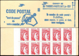 France Carnet N** Yv:2059-C4a Code Postal 20x1,30F Sabine Rouge Conf.8 Ouvert - Other & Unclassified