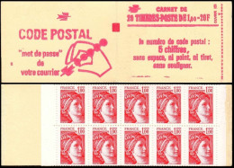 France Carnet N** Yv:1972-C3a Code Postal 20x1,00F Sabine Rouge Conf.8 Ouvert - Other & Unclassified