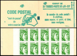 France Carnet N** Yv:1970-C1a Code Postal 20x0,80F Sabine Verte Conf.6 Ouvert - Otros & Sin Clasificación