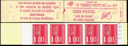 France Carnet N** Yv:1892-C2a Code Postal 10x1,00F Becquet Rouge (Fermé) Conf.4 - Other & Unclassified