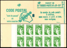 France Carnet N** Yv:1970-C1 Code Postal 20x0,80F Sabine Verte Conf.6 Ouvert - Otros & Sin Clasificación