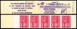France Carnet N** Yv:1892-C1 Code Postal 5x1,00F Becquet Rouge Sans Conf. (Fermé) - Otros & Sin Clasificación