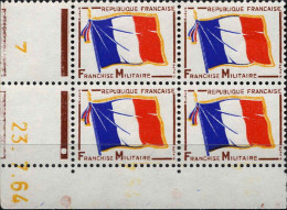 France FM N** Yv:13 Mi:13 Drapeau National Coin D.feuille X4 Daté 23-7-64 - Militärische Franchisemarken