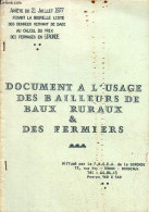 Document A L'usage Des Bailleurs De Baux Ruraux & Des Fermiers. - Collectif - 1977 - Droit