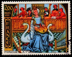 France Poste Obl Yv:2033 Mi:2135 Dame Avec Cygnes Miniature (cachet Rond) (Thème) - Swans