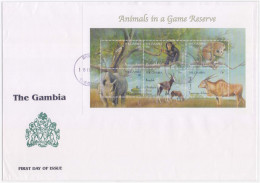 Animals In A Game Reserve, Cheetah, Black Rhinoceros, Giant Eland, Bontebok, Chimpanzee, Wild Animal, Mammals, Sheet FDC - Rhinozerosse