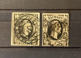 Sachsen - 1851/55 - Michel Nr. 3/4 - Gestempelt - 30 Euro - Saxony