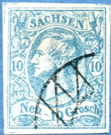 Germany Saxony 1856 Fake Johann I - 10 Ngr Cancelled Sachsen - Saxony