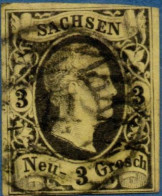 Germany Saxony 18511 Friedrich August II - 3 Ngr Cancel, Sachsen - Saxony