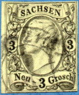 Germany Saxony 1855 Johann I - 3 Ngr Cancel, Sachsen - Saxony