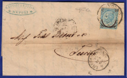 SP 2 - 24.11.1865 – REGNO DE LA RUE DA NAPOLI PER TORINO VIA LIVORNO - Marcophilia