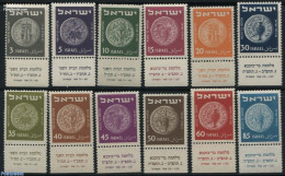Israel 1950 Coins 12v, Mint NH, Various - Money On Stamps - Nuevos (con Tab)