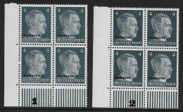 Ukraine: Viererblock, Postfrisch, ** Platten Nr. 1+2, Eckrand - Ocupación 1938 – 45