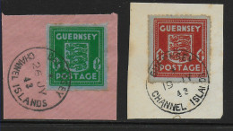 Guernsey MiNr. 4-5, Briefstücke 1943 - Ocupación 1938 – 45