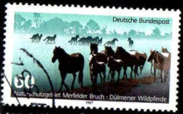 RFA Poste Obl Yv:1160 Mi:1328 Naturschutzgebiet Merfelder Bruch (cachet Rond) (Thème) - Paarden