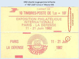 FRANCE - Carnet Conf. 9, Ouvert - 1f60 Liberté Rouge - YT 2187 C3 / Maury 436 - Moderne : 1959-...