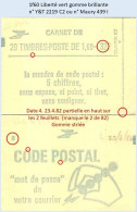 FRANCE - Carnet Conf. 8, Date 4.23.4.82 Partielle - 1f60 Liberté Vert - YT 2219 C2 / Maury 439 I - Moderne : 1959-...
