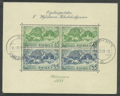 Poland 1938 Mi Block 5 Fi Block 5B Cancelled  (SE4 PLDbl5csq) - Horses