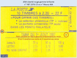 FRANCE - Carnet Conf. 9, 1 Petit Cavalier à Gauche - 2f20 Liberté Rouge - YT 2376 C5 / Maury 464 - Moderne : 1959-...