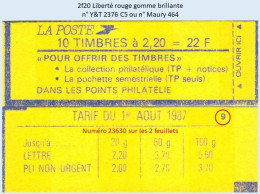 FRANCE - Carnet Conf. 9, Numéro 23630 - 2f20 Liberté Rouge - YT 2376 C5 / Maury 464 - Moderne : 1959-...