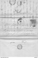 1873 LETTERA CON ANNULLO RIMINI + MONTEFALCO PERUGIA +  AMB. PESCARA BOLOGNA - Marcophilia