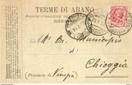 1914 CARTOLINA INTESTATA TERME DI ABANO CON ANNULLO ABANO TERME PADOVA - Marcophilia