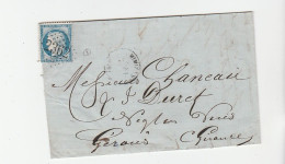 Lettre Avec Cérès N°60, Oblitération Mimizan, GC 2362, Landes - 1871-1875 Cérès