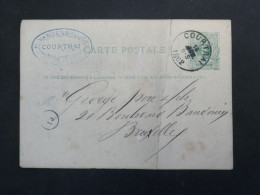 DR19 BELGIQUE  LETTRE ENTIER  1882 PETIT BUREAU COURTRAI   A BRUXELLES + +AFF. INTERESSANT +++ - Other & Unclassified