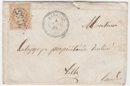 Lettre Avec Napoléon N°28, Cachet Perlé "Magescq/ Landes", GC 2155, Ind 14( 130e), 1868 - 1863-1870 Napoléon III Con Laureles