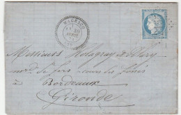 Lettre Avec Cérès N°60, Cachet Perlé "Magescq/ Landes", GC 2155, Ind 14 (130e) - 1871-1875 Cérès