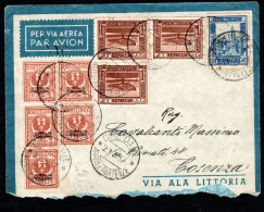 ETIOPIA OCC. ITALIANA, BUSTA 1937, SASS. 92+213+223 SOMALIA, DIRE DAUA X COSENZA - Ethiopia