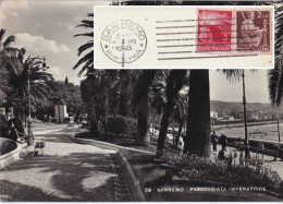 Sanremo, Passeggiata Imperatrice - 1948 - Affr. 3L + 2L Democratica - Annullo Targhetta - Tariffa 5 Parole Convenevoli - San Remo