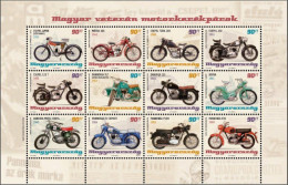 Hungary Hongrie Ungarn 2014 Hungarian Olden Time Motorcycles Set Of 12 Stamps In Sheetlet / Block MNH - Blokken & Velletjes