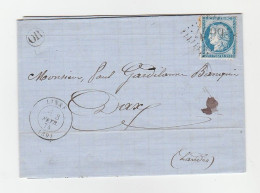 Lettre Avec Cérès N°60, Cachet "Linxe/ Landes", GC 6057, Ind 14 (130e), "OR" + Facture - 1871-1875 Cérès