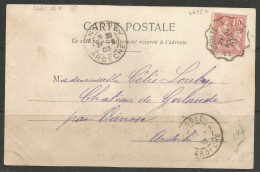 France - Mouchon N°124  Obl.convoyeur LA VOULTE à LYON Sur CP De LAMASTRE (Ardèche) + ANNONAY Et VANOSC - 1900-02 Mouchon